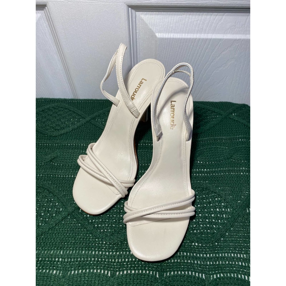 Larroude Mini Annie Sandal in Ivory Leather sz 6 NWT